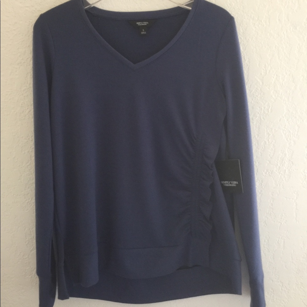 Simply Vera Verawang Ruched Ruffle V Neck. Size S